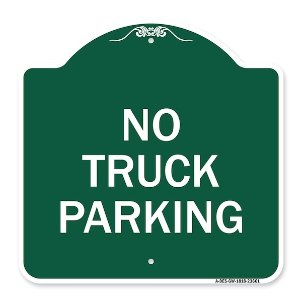 No Parking Sign No Truck Parking, Green & White Aluminum Sign, 18" x 18", GW-1818-23661